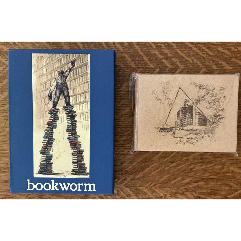 Lot of 2 sets of Notecards ~ Bookworm teNeuse x20 ~ Frank Lloyd Wright x12